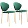 Zuo Clyde Green Velvet Dining Chairs Set of 2