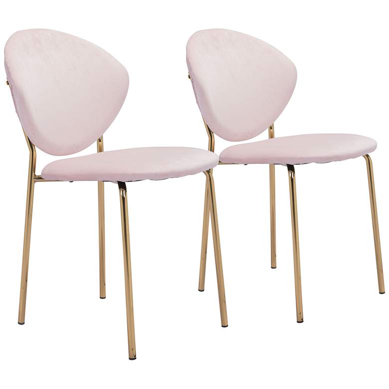 Image 1 Zuo Clyde Pink Velvet Luxe Modern Dining Chairs Set of 2