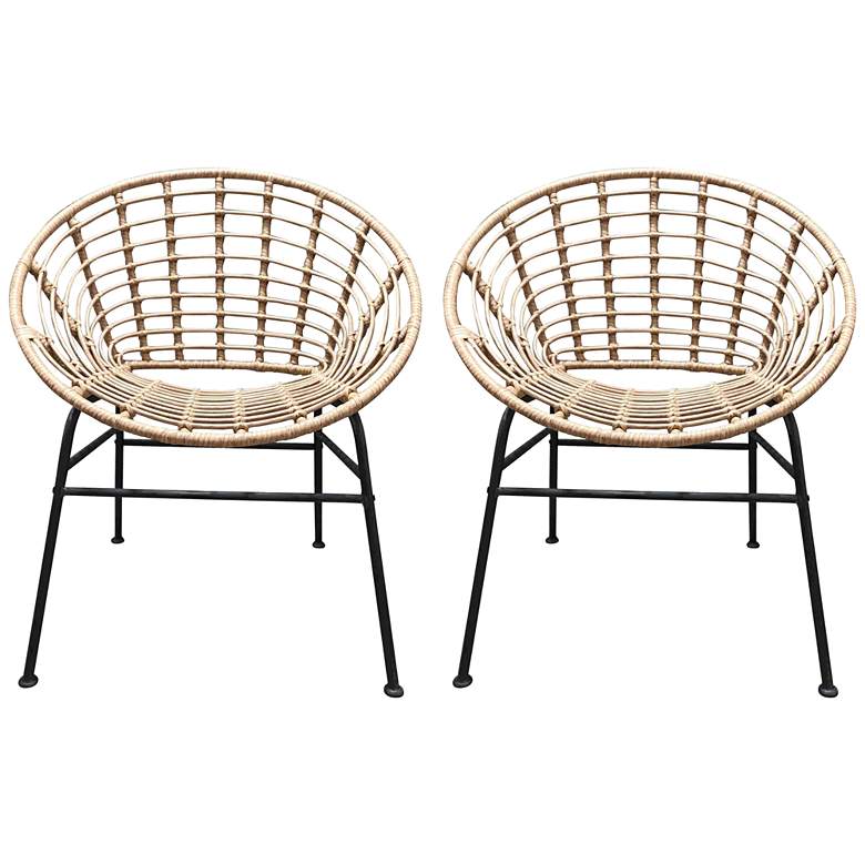 Image 1 Zuo Cohen Natural Woven Modern Outdoor Chairs Set of 2