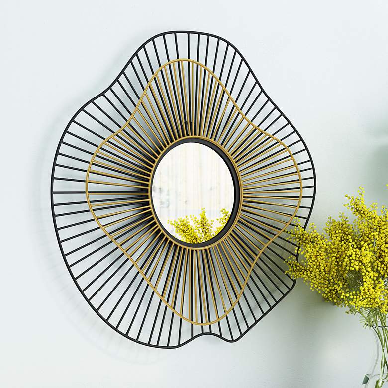 Image 1 Zuo Comet Gold Black 21 3/4" Round Decorative Wall Mirror