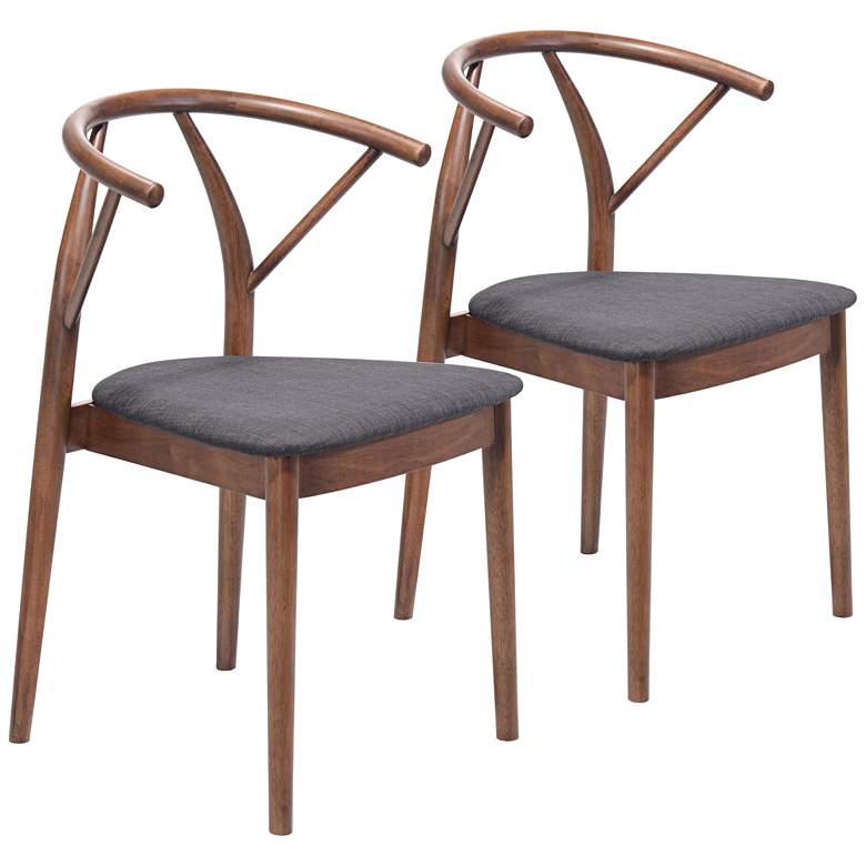 Image 1 Zuo Communion Espresso Fabric Dining Chairs Set of 2