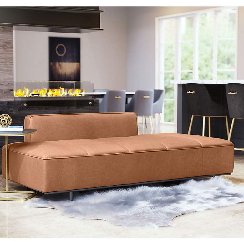 Image 1 Zuo Confection 79" Wide Brown Faux Leather Sofa