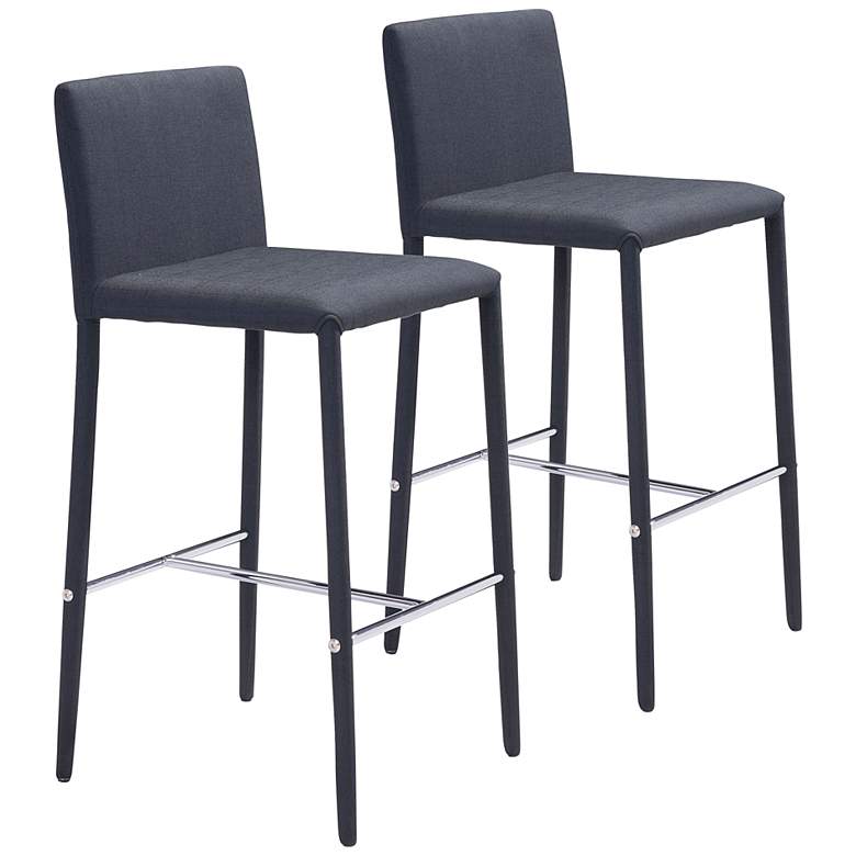Image 1 Zuo Confidence 26" Black Fabric Modern Counter Stools Set of 2