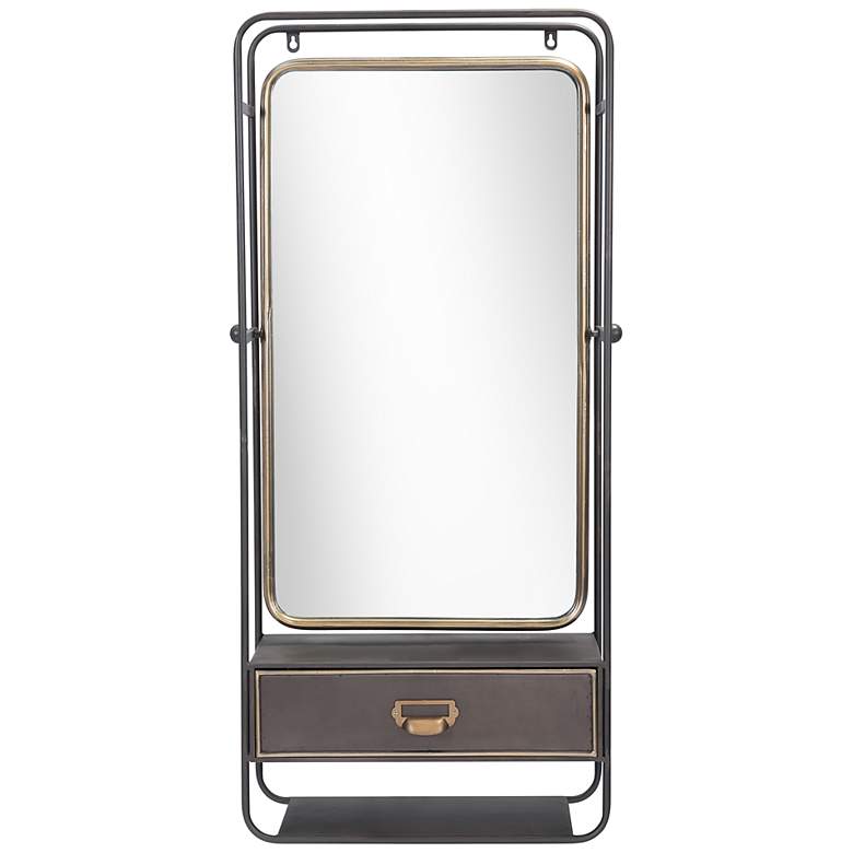 Zuo Corcoran Gold 19 1/2 inch x 39 1/2 inch Wall Mirror with Drawer