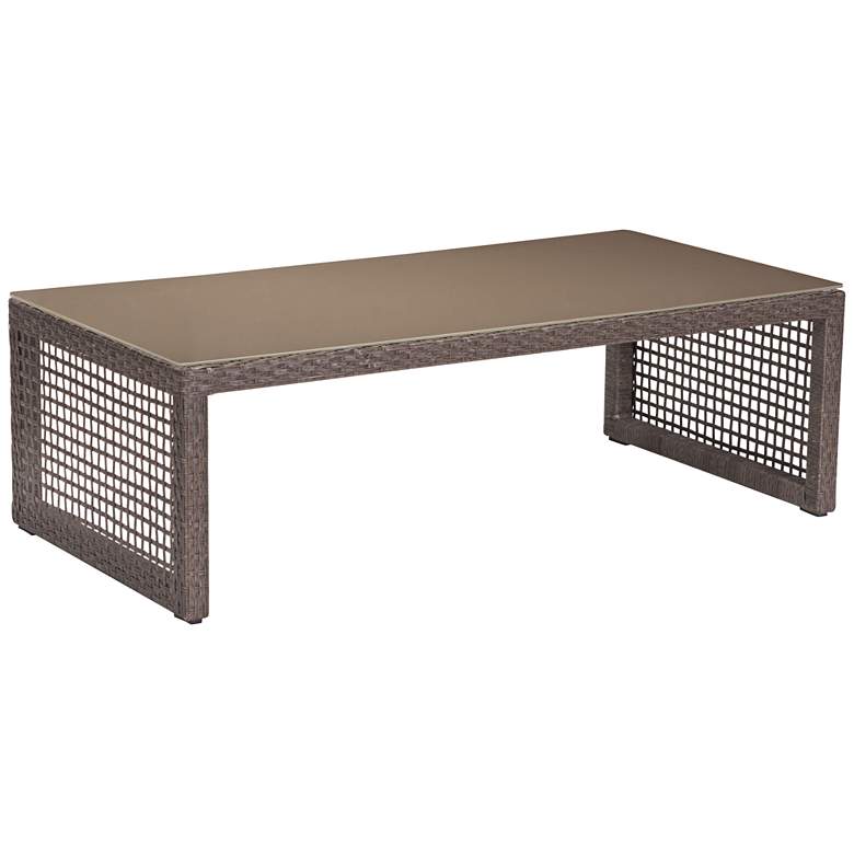Image 1 Zuo Coronado Brown and Glass Top Outdoor Coffee Table