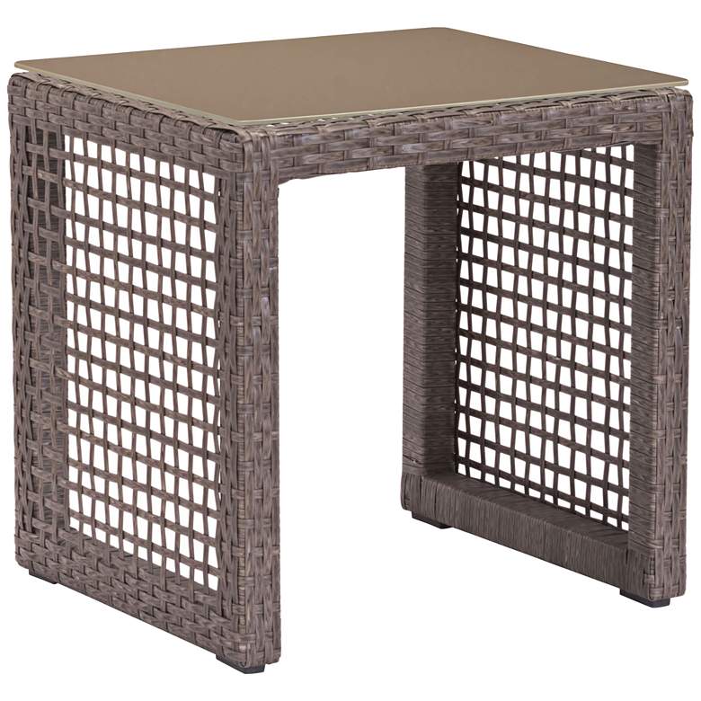 Image 1 Zuo Coronado Brown and Glass Top Outdoor End Table