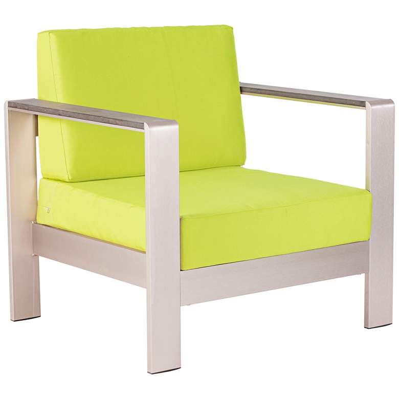 Image 1 Zuo Cosmopolitan Aluminum Outdoor Armchair with Green Cushions