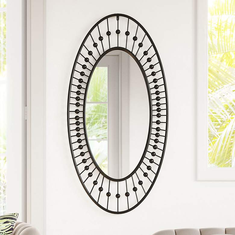 Image 1 Zuo Cusp Black 23 1/2" x 47 1/4" Oval Wall Mirror