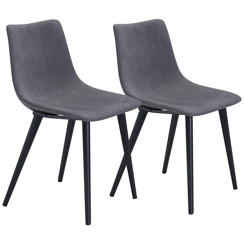 Image 2 Zuo Daniel Gray Faux Leather Dining Chairs Set of 2