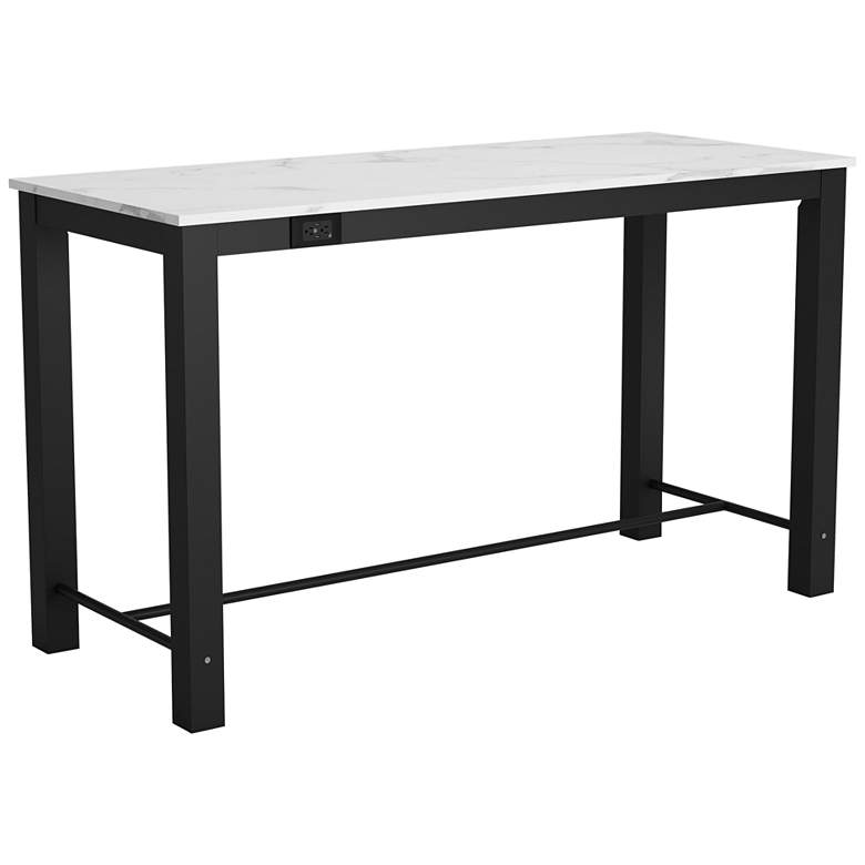 Image 1 Zuo Dawson 72 inchW White and Black Metal Rectangular Bar Table
