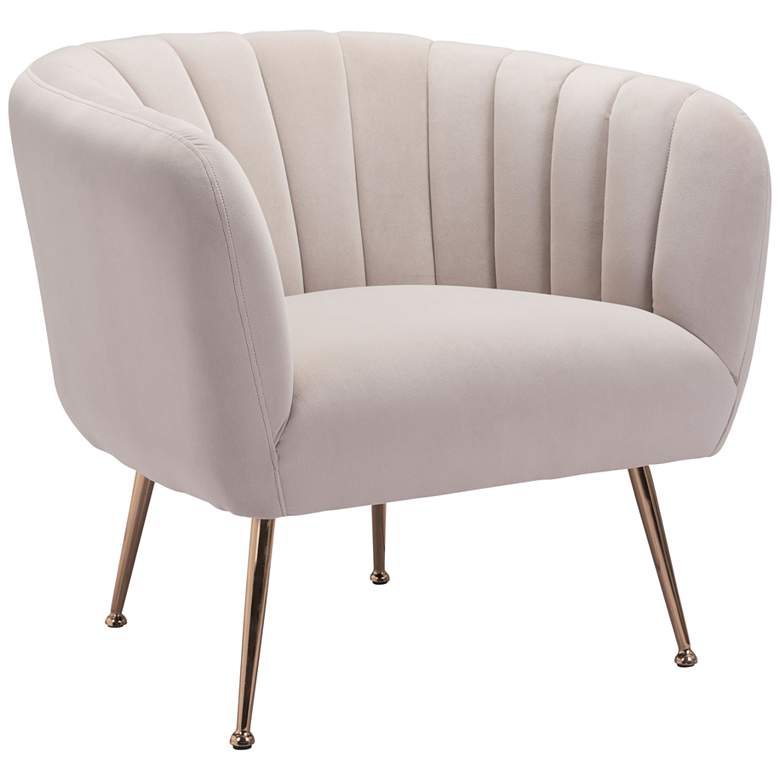 Image 1 Zuo Deco Beige Channel Tufted Modern Accent Chair