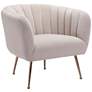 Zuo Deco Beige Channel Tufted Modern Accent Chair