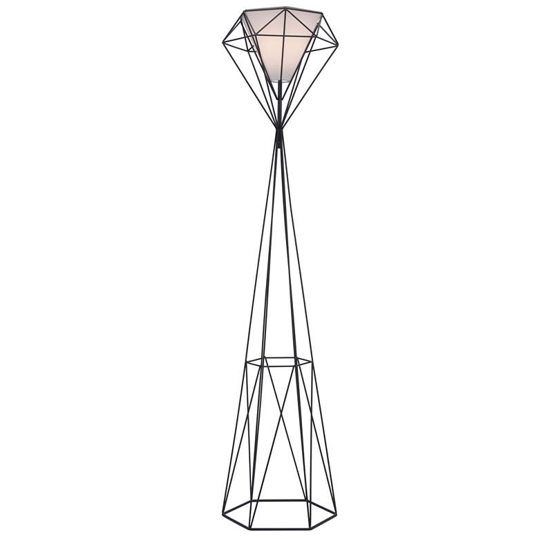 Image 1 Zuo Delancey 63" High Black Finish Open Grid Modern Floor Lamp