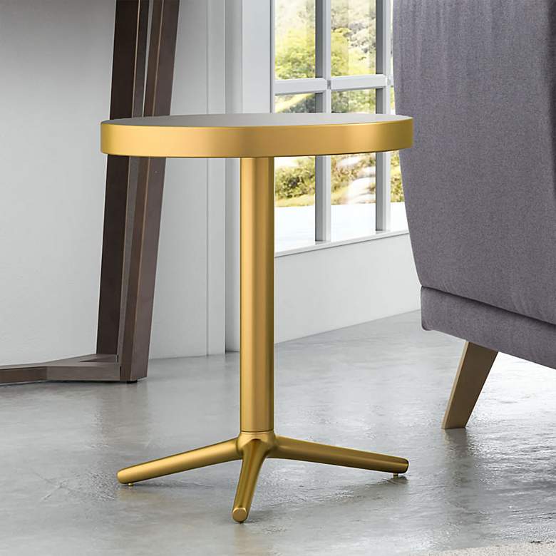 Image 1 Zuo Derby 16 inch Wide Brass Tripod Accent Table