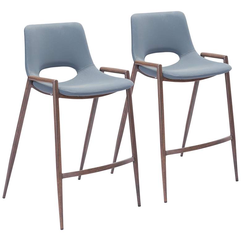 Image 1 Zuo Desi 25 1/2 inch Gray Faux Leather Modern Counter Chairs Set of 2