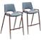 Zuo Desi 25 1/2" Gray Faux Leather Modern Counter Chairs Set of 2