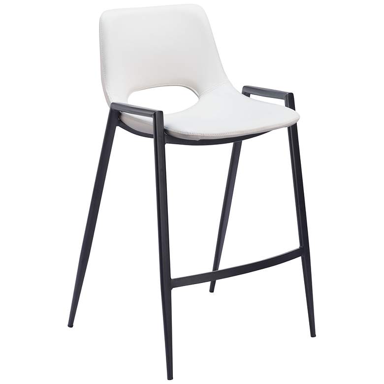 Image 1 Zuo Desi 26" White Faux Leather Counter Stools Set of 2