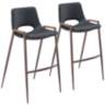 Zuo Desi 29 1/4" Black Faux Leather Bar Chairs Set of 2