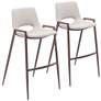 Zuo Desi 29 1/4" Beige Faux Leather Modern Bar Chairs Set of 2