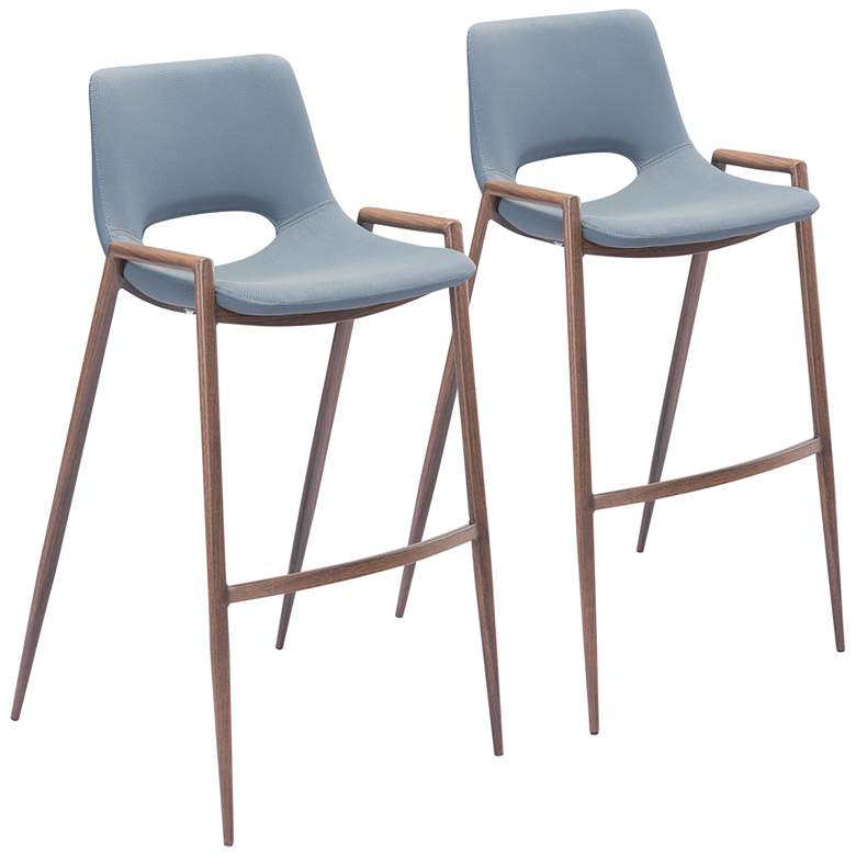 Image 1 Zuo Desi 29 1/4" Gray Faux Leather Modern Bar Chairs Set of 2