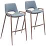 Zuo Desi 29 1/4" Gray Faux Leather Modern Bar Chairs Set of 2