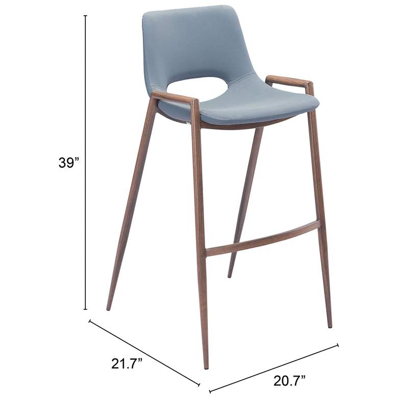 Image 6 Zuo Desi 29 1/4" Gray Faux Leather Modern Bar Chairs Set of 2 more views