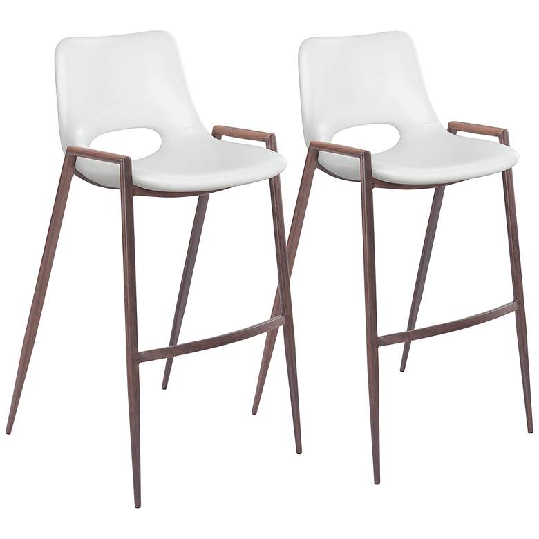 Image 2 Zuo Desi 29 1/4" White Faux Leather Bar Stools Set of 2