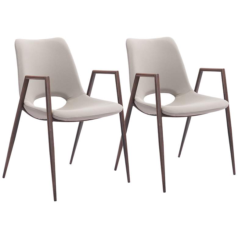 Image 2 Zuo Desi Beige Faux Leather Dining Chairs Set of 2