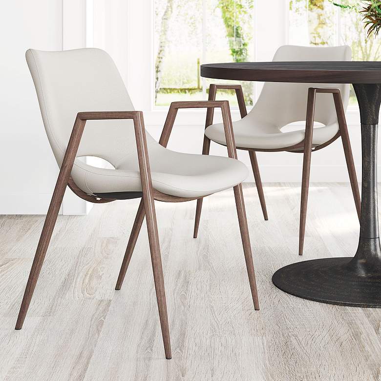 Image 1 Zuo Desi Beige Faux Leather Dining Chairs Set of 2