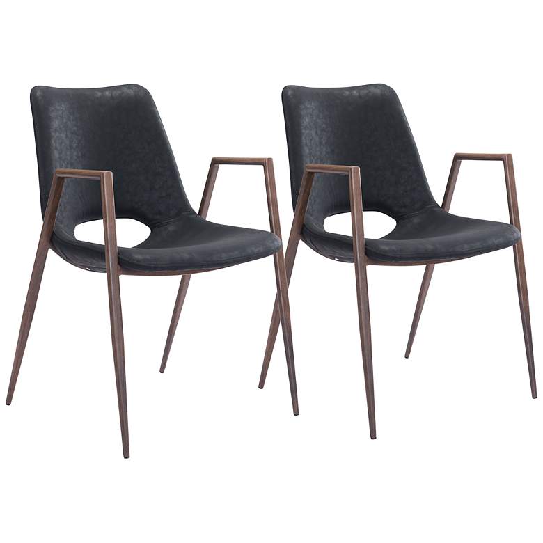 Image 2 Zuo Desi Black Faux Leather Dining Chairs Set of 2