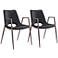 Zuo Desi Black Faux Leather Dining Chairs Set of 2