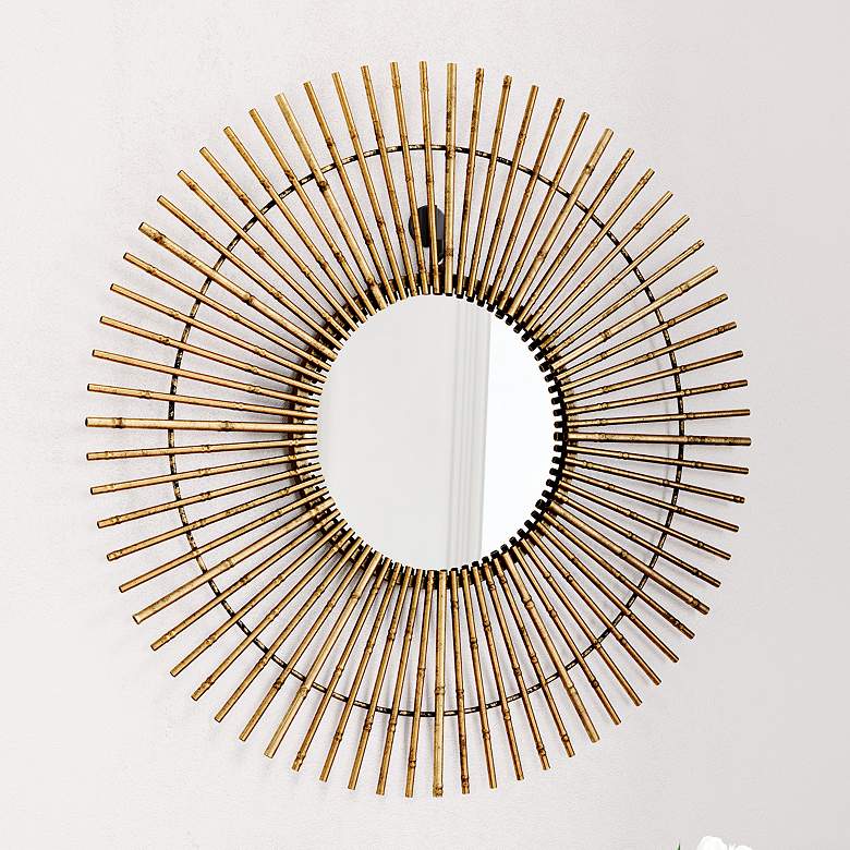 Zuo Dimond Gold 32&quot; Round Decorative Wall Mirror