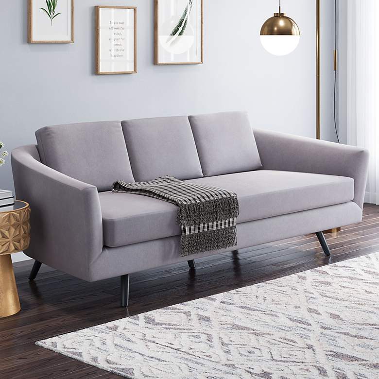 Image 1 Zuo Divinity 79 1/2 inch Wide Gray Faux Leather Sofa