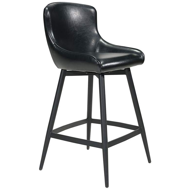 Image 1 Zuo Dresden 31 3/4" Black Faux Leather Swivel Bar Stool