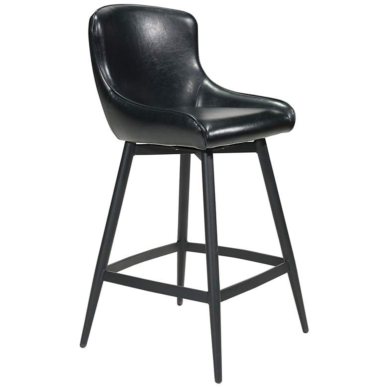 Image 1 Zuo Dresden 31 3/4 inch Black Faux Leather Swivel Bar Stool