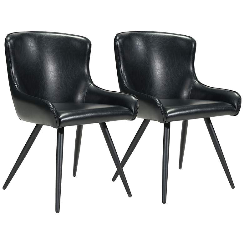 Image 1 Zuo Dresden Black Faux Leather Modern Dining Chairs Set of 2