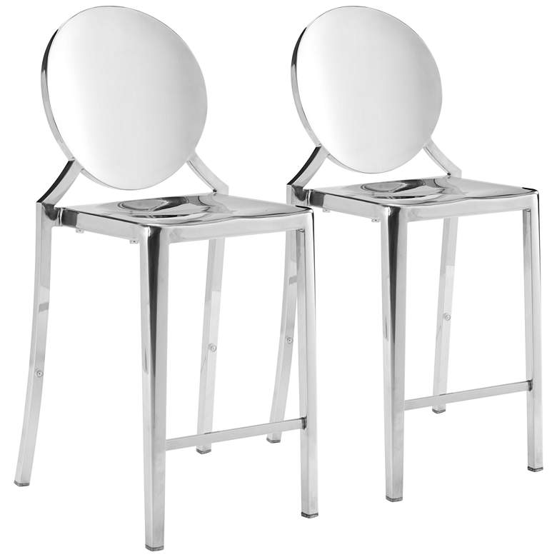 Image 1 Zuo Eclipse 24 1/2 inch Stainless Steel Counter Chairs Set of 2