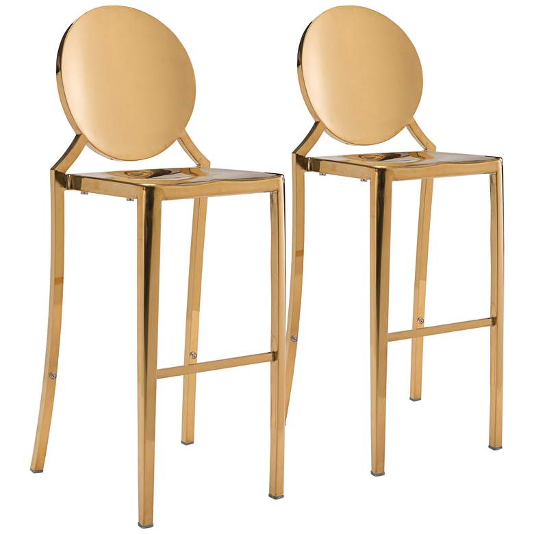 Image 1 Zuo Eclipse 30 inch Gold Bar Chairs Set of 2