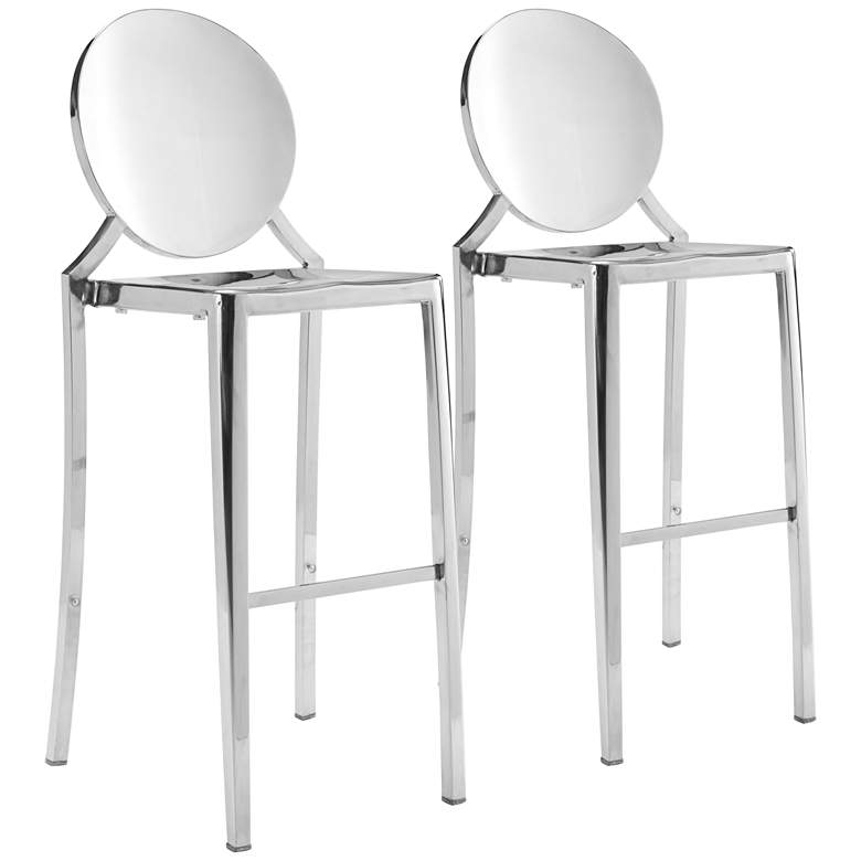 Image 1 Zuo Eclipse 30" Stainless Steel Bar Chairs Set of 2