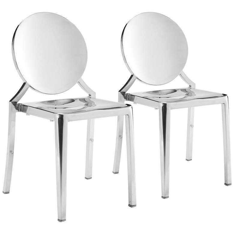Image 1 Zuo Eclipse Stainless Steel Dining Chairs Set of 2
