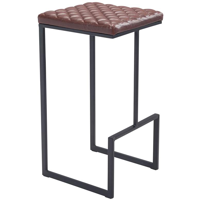 Image 1 Zuo Element 29 1/2 inch Brown Faux Leather Modern Bar Stool