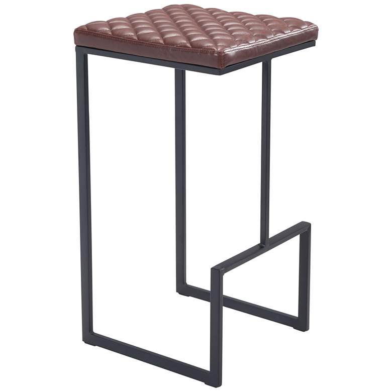 Image 1 Zuo Element 29 1/2" Brown Faux Leather Modern Bar Stool