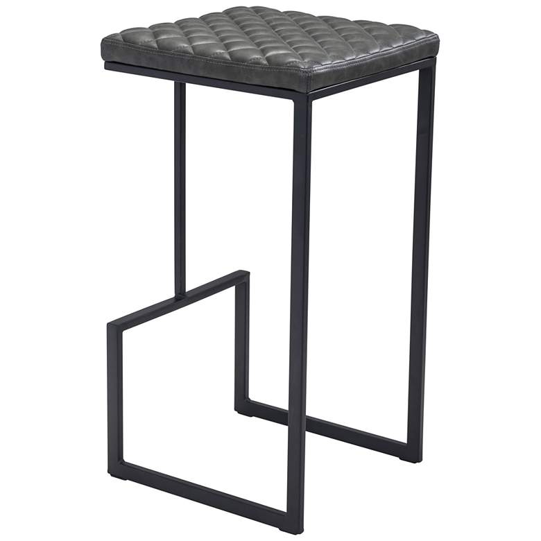 Image 7 Zuo Element 29 1/2 inch Gray Faux Leather Bar Stool more views