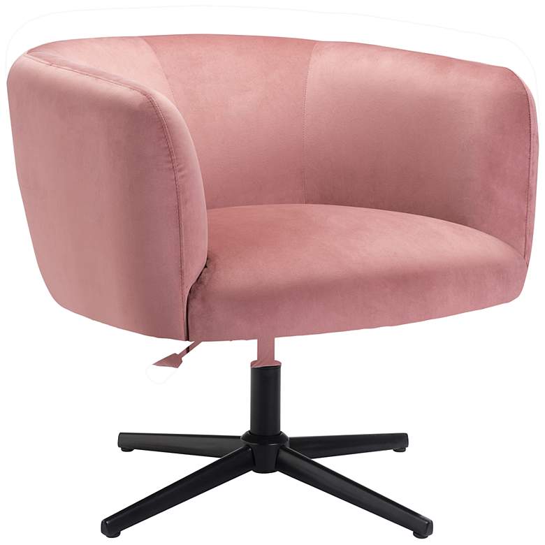 Image 2 Zuo Elia Pink Velvet Fabric Adjustable Swivel Accent Chair