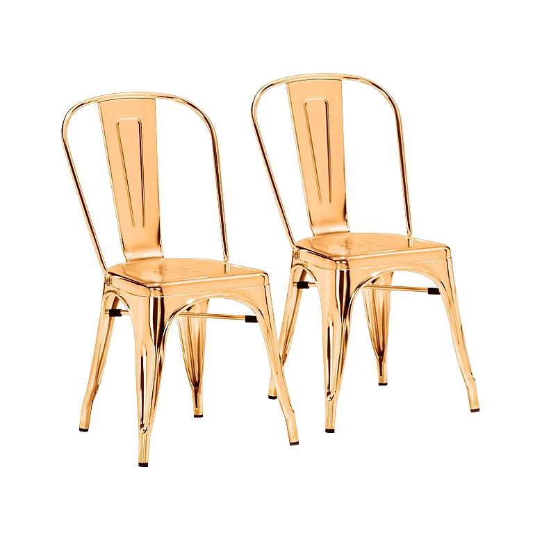Image 1 Zuo Elio Modern Gold Dining Chair Set of 2