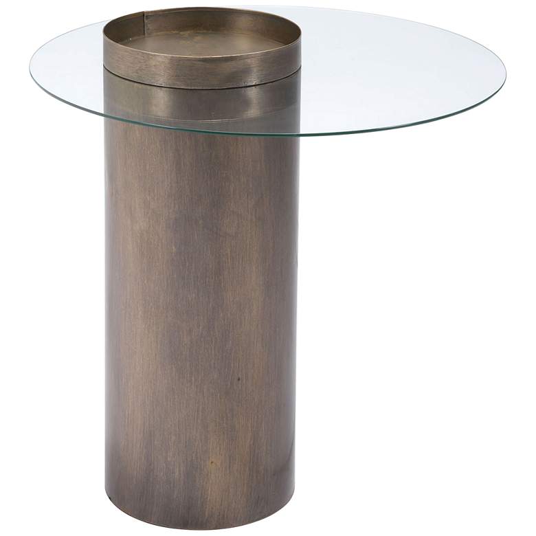 Zuo Emi 23 1/2&quot; Wide Antique Gold and Glass End Table
