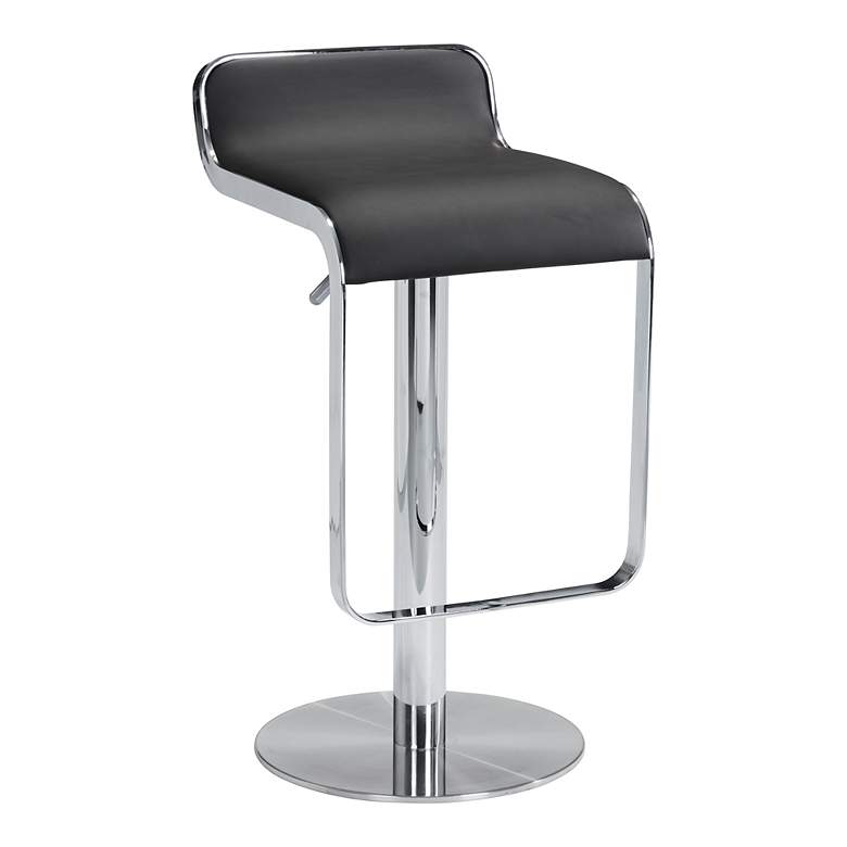 Image 2 Zuo Equino Black Faux Leather Adjustable Swivel Bar Stool more views