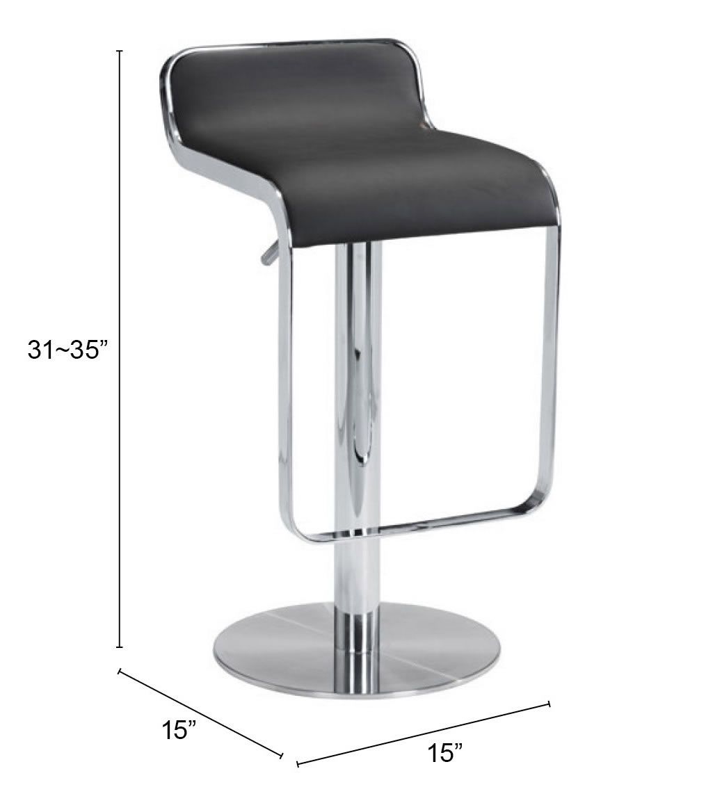 Zuo Equino Black Faux Leather Adjustable Swivel Bar Stool