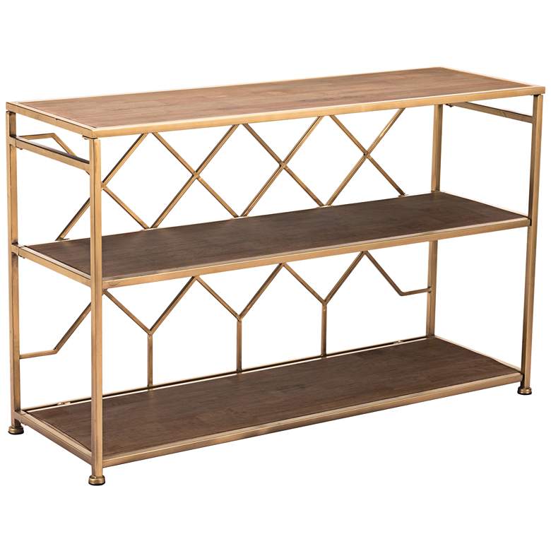 Image 1 Zuo Equis 47 1/4 inch Wide Brown Wood and Gold Console Table