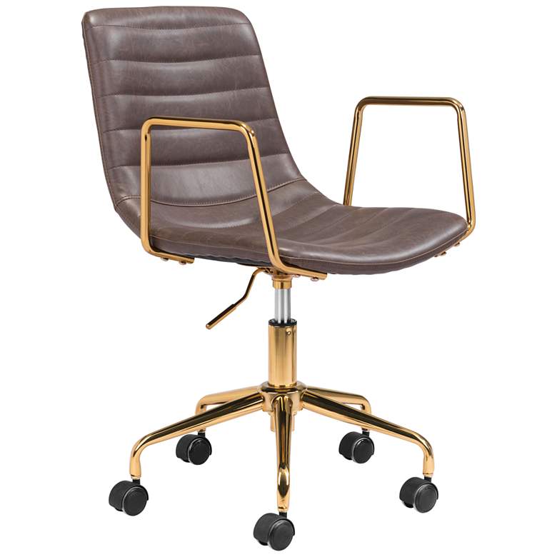Image 1 Zuo Eric Brown Faux Leather Adjustable Swivel Modern Office Chair